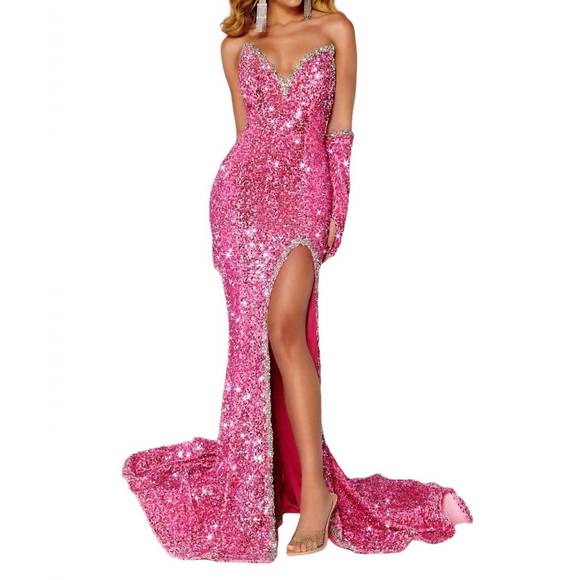 NEW PORTIA&SCARLETT crystal embellished long gown in pink - Picture 1 of 3